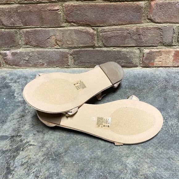 David's Bridal Halston Faux-Suede Gem Strap Flat Sandals Size 10 NEW - Picture 6 of 8